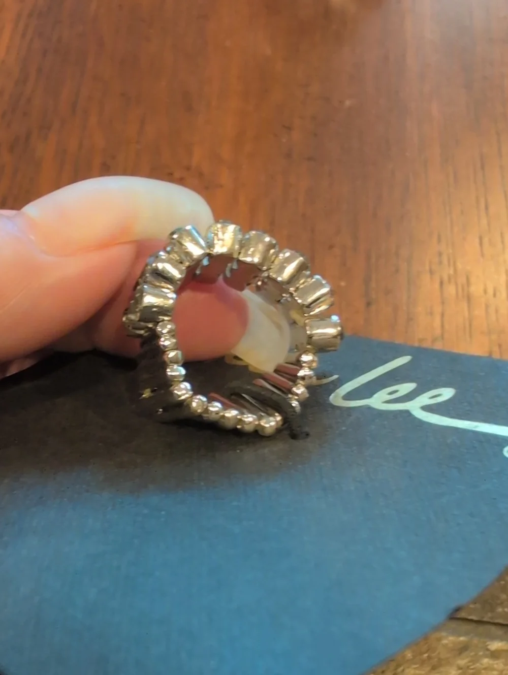Cookie Lee Silver Crystal Stretch Ring